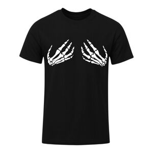 NEW Skeleton Hand Halloween Womens  Short Sleeve‎ T-Shirt Black Size Medium